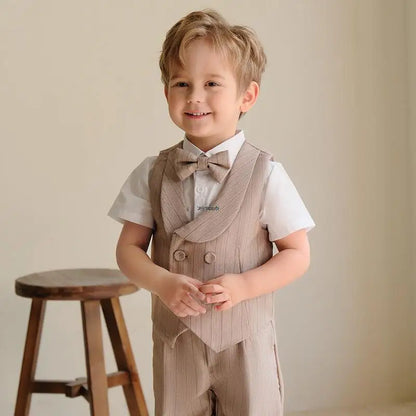 Boys Summer Photograph Dress School Kids Beaufitul Birthday Suit Children Formal Wedding Performance Luxurious Tuxedo Wear