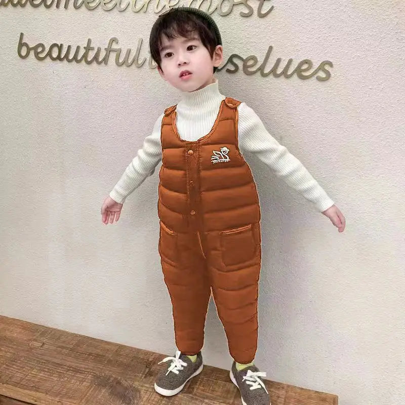 Winter Children Warm Overalls Autumn Girls Boys Thick Pants Baby Girl Jumpsuit For 1-5 years High Quality Kids Ski Down Overalls