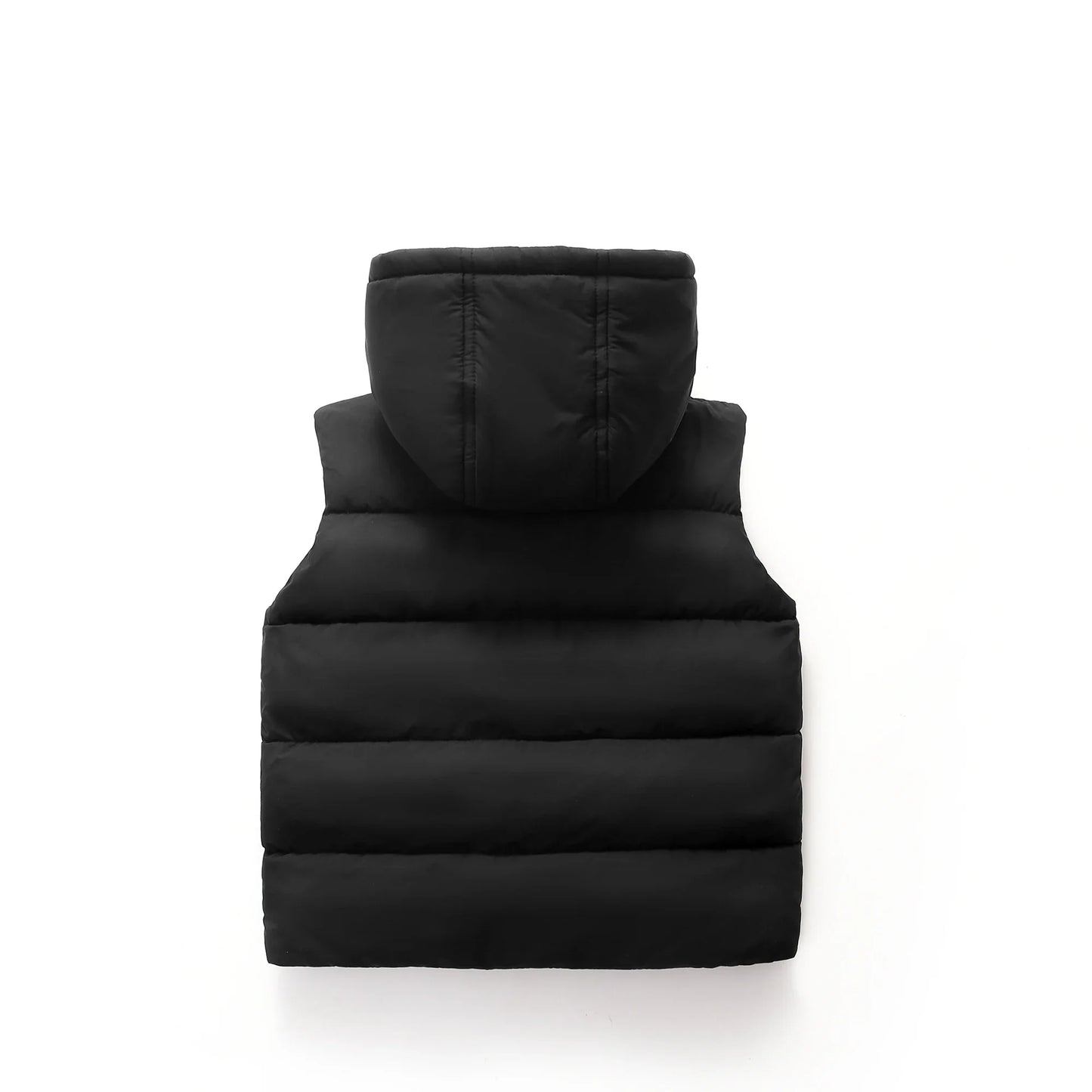 Winter Warm Baby and Girls Boys Cotton Lined Plain Hooded Zip Puff Vest Jackets Child Waistcoat School Kids Outfit Tops 3-12 Yr