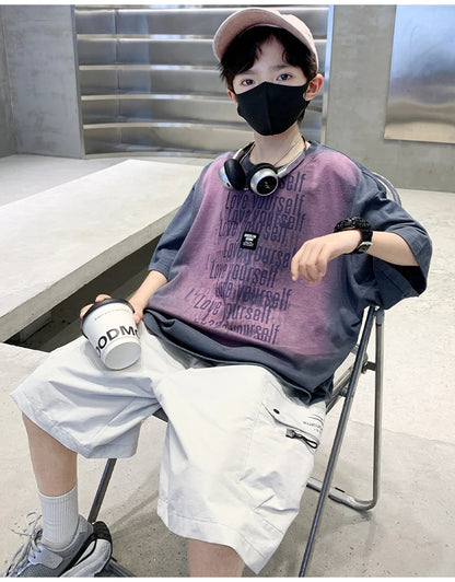 Summer Kids Outfit Sets for Boys Short Sleeve T-shirt Shorts 2PS Clothing Set Tweens Child Tracksuit Top and Bottom Clothes Set