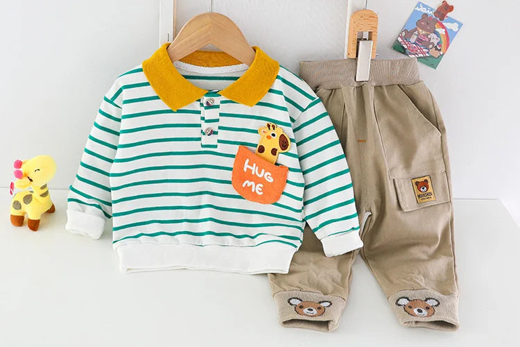 New Spring Autumn Baby Girl Clothes Boys Clothing Children Striped T-Shirt Pants 2Pcs/Set Toddler Casual Costume Kids Tracksuits