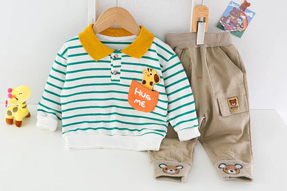 New Spring Autumn Baby Girl Clothes Boys Clothing Children Striped T-Shirt Pants 2Pcs/Set Toddler Casual Costume Kids Tracksuits