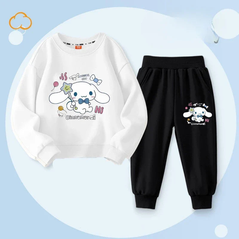 Sanrio Spring Autumn Children's Clothing Set Boys Girls Thin Sweatshirt and Sweatpant Two Piece Suit Kids Tracksuit Sweatsuit