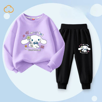 Sanrio Spring Autumn Children's Clothing Set Boys Girls Thin Sweatshirt and Sweatpant Two Piece Suit Kids Tracksuit Sweatsuit