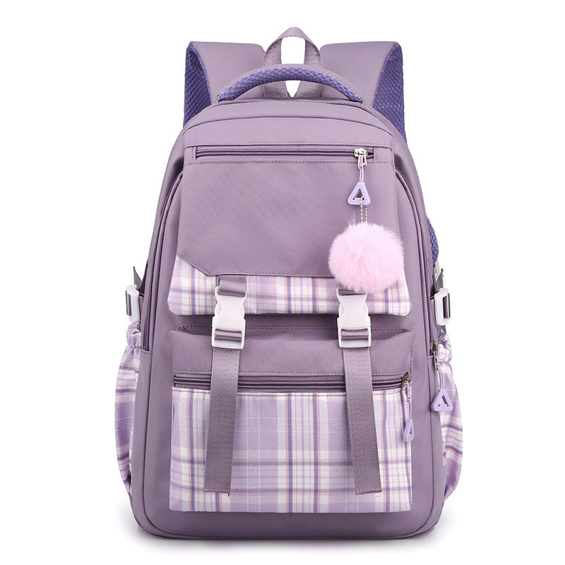 Women's Solid Color Simple Multi-layer Computer Backpack