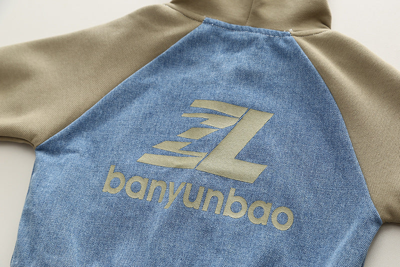 Baby Clothes Autumn New Handsome Boys' Patchwork Contrast Color Jacket Two-piece Set 0-5 Years Old Men's Treasure Set