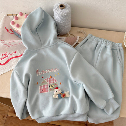Boys & Girl  Hooded Sweatpants Sports Pants Two-piece Set