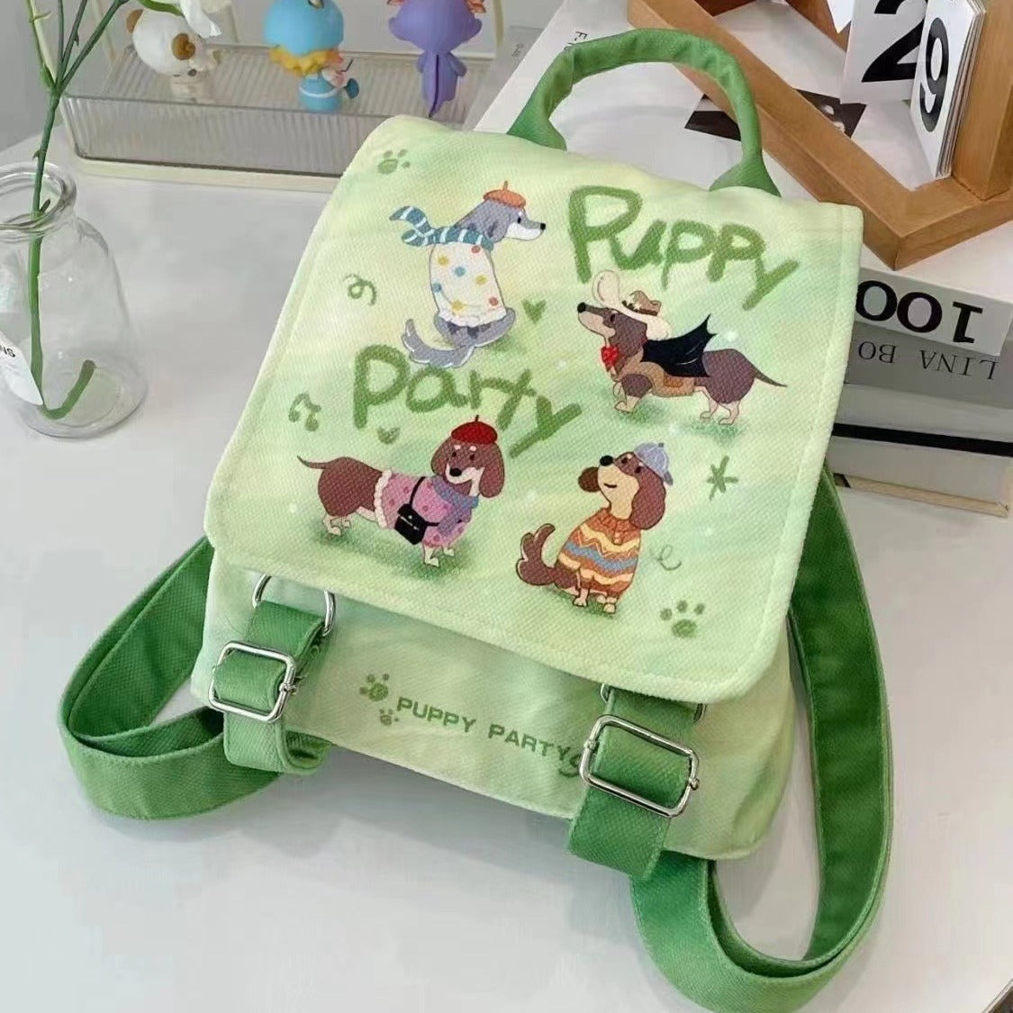 Puppy Party Backpack Student Cute Casual