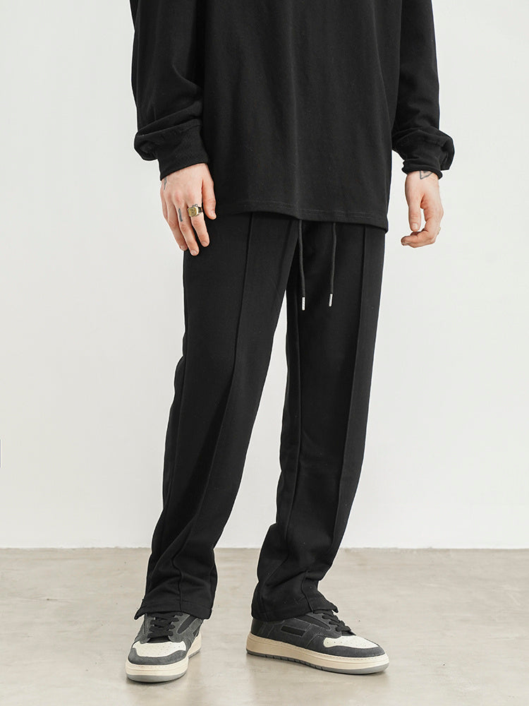American Hip-hop Style Zipper Slit Straight Loose Drawstring Pant