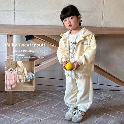 Boys & Girl  Hooded Sweatpants Sports Pants Two-piece Set