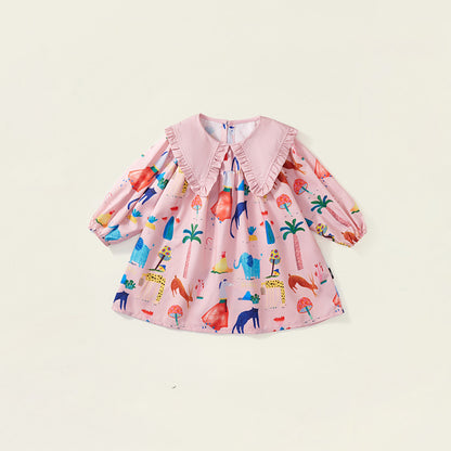 Dress Children Puff Sleeve Graffiti