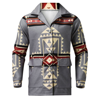 Men's Trendy Printed Long Sleeve Lapel Jacket
