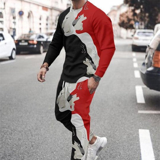 3d Digital Printing Crew Neck Sweater Sports Trousers Suit (Available)
