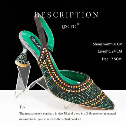 Fashion Simple Pointed Striped Hot Drilling Women Low-cut High Heels