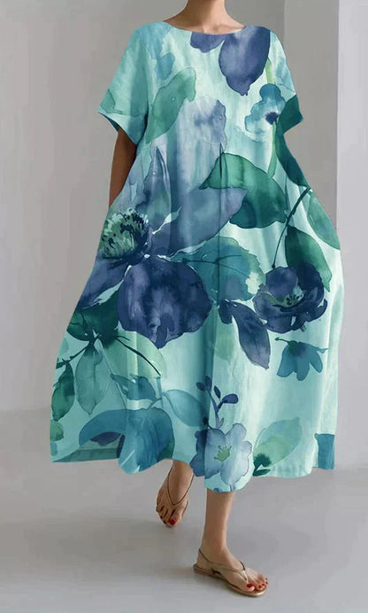 Women's Clothing Plus Size Loose Short Sleeve Dress