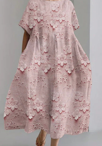 Women's Clothing Plus Size Loose Short Sleeve Dress