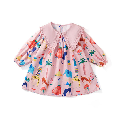 Dress Children Puff Sleeve Graffiti