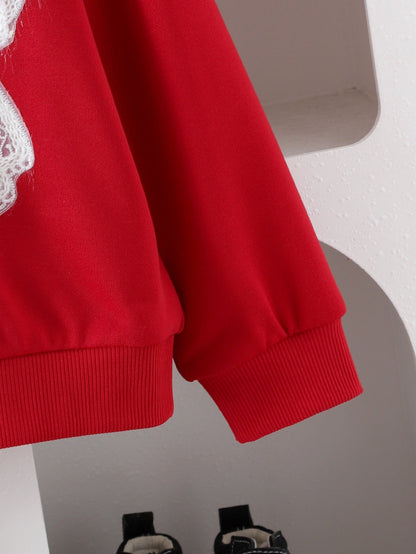 Autumn and winter new children's wine red long-sleeved sweatshirt + trousers set