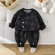 Baby stylish children jacquard round neck two-piece suit