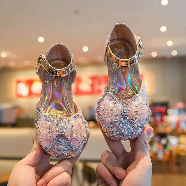 Children's Korean fashion crystal princess shoes